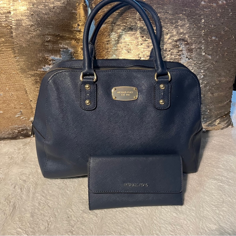 Michael Kors Navy Blue Women's Bag and Wallet Set